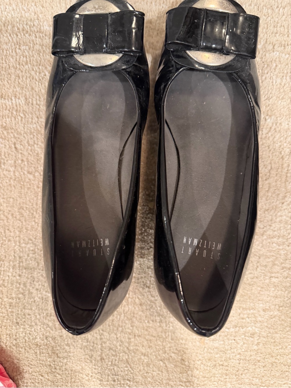 Stuart Weitzman Black Patent Bow Wedges